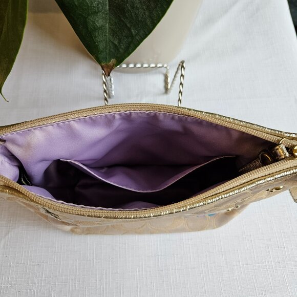 Coach Handbag With Matching Mirror Khaki Gold-Item #711 - Picture 4 of 4